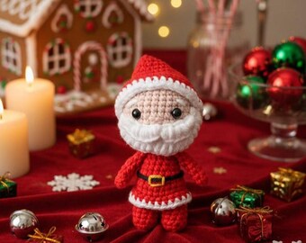 Crochet Santa Claus Plush – Handmade Christmas Amigurumi Mini Toy & Ornament -Santa Keychain PDF Pattern