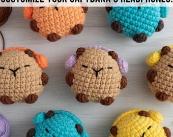 Crochet Capybara Pattern PDF, Capybara with Headphones Amigurumi, Beginner Friendly Keychain Tutorial, Instant Download