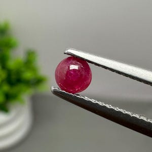 Ruby Round Gemstone Cabochon | 0.35 CT Red Ruby Gemstone | Ruby Round Cabochon (4.1x4.1mm)