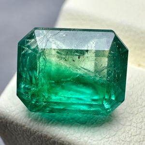 Octágono de corte esmeralda natural, 5,52 quilates, 8,50 x 10,80 mm, esmeralda de Zambia, octágono, esmeralda verde vibrante suelta, piedra preciosa esmeralda sin tratar.