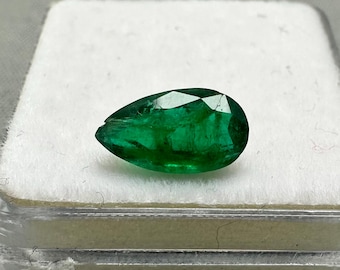 Pear Emerald Gemstone, 0.95 CT Natural Emerald Loose Stone