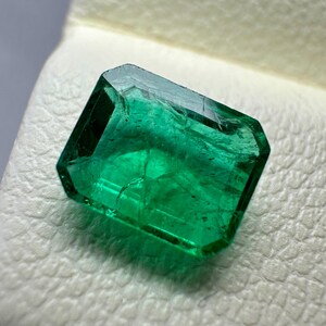 0.85 Ct Green Emerald Octagon, High Luster Rich Green Zambian Emerald Octagon, Emerald Cut Emerald, 5.22x6.58 MM Loose Emerald Octagon.