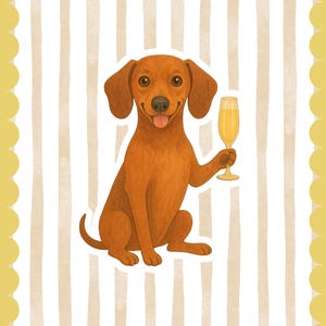 Dachshund Cocktail Painting, Dog Printable Portrait, Trendy Bar Cart Decor, Animal Lover Wall Art Print, Digital Download Art