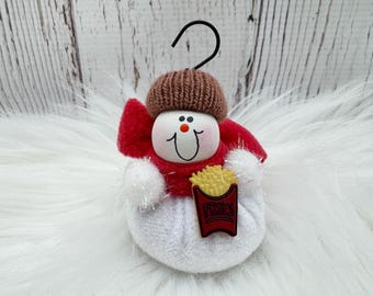 French Fries Ornament, Fast Foot Staff Ornament, First Job Ornament, Waitress Waiter Wait Staff, Funny French Fries, Personalized Snowman