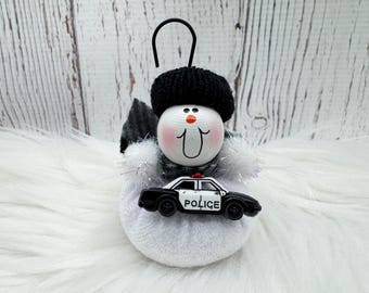 Police Car Ornament, Policeman Ornament, Police Team Emergency Ornament, Personalized Police Ornament, Blue Line Ornament, EMS Ornament