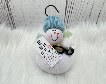 Eye Doctor Ornament, Optometrist Ornament, Ophthalmologist Gift, Custom Eye Clinic Staff Gift, Eye Chart, New Glasses Christmas Ornament
