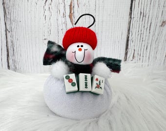Mahjong Tile Ornament, Funny Mahjong Game Night, The Year I Learned Mahjong, Snowman Ornament, Social Club Mahjong Personalized Custom Game