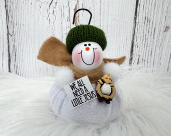 Little Jesus Christmas Ornament, Funny Pastor Church Leader Gift, Love Jesus God, Baby Jesus Christian Gift, Nativity Novelty Grandchildren