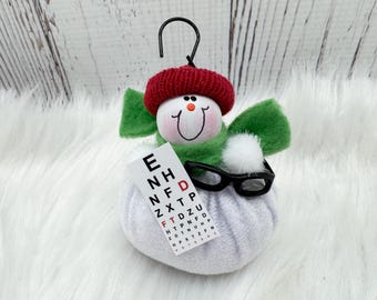 Eye Doctor Ornament, Optometrist Ornament, Ophthalmologist Gift, Custom Eye Clinic Staff Gift, Eye Chart, New Glasses Christmas Ornament
