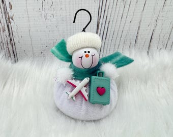 Travel Christmas Ornament, Airline Suitcase Family Trip Ornament, Love to Travel, Travel Agent Gift, Travel Agency Staff Gift, Airline Pilot