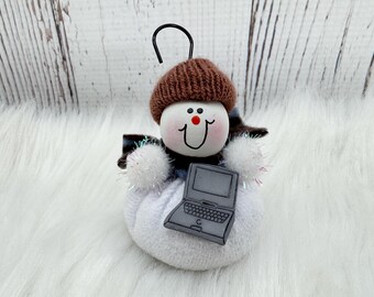 Computer Ornament, Laptop Computer Tech Profession, Engineer Ornament, Office Staff Ornament, Computer Programmer Ornament, Snowman Ornament