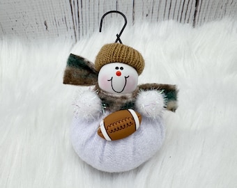 Football Christmas Ornament, Football Team Coach Gift, Football Mom, Custom Football Player, New Football Player Gift, Snowman Ornament