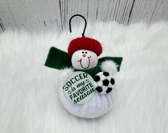 Soccer Christmas Ornament, Soccer Team Coach Gift, Soccer Mom, Custom Soccer Player, Soccer Ball, New Soccer Player Gift, Snowman Ornament