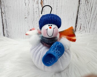 Foam Clogs Ornament, Shoe Charms, Snowman Ornament, Loves Clogs, Around the Christmas Tree, Funny Shoe Ornament, Personalized Shoes Sandals