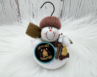 Camping Christmas Ornament, Camping is My Therapy, Camping Trip Ornament, Snowman Ornament, Custom Camping Tent Ornament, Camping Life Gift