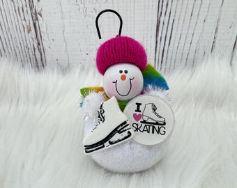 Figure Skating Ornament, Figure Skate Ornament, Synchronized Skating Team Ornament, Snowman Ornament, Personalized Synchro Coach Gift Idea