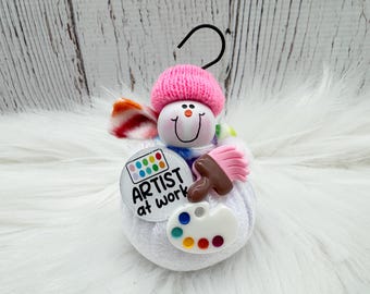 Artist Christmas Ornament, Painter Ornament, Personalized Art Ornament, Paint Pallet, Paint Brush Ornament, Loves to Paint, Art Teacher Gift