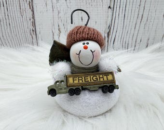 Trucker Ornament, Big Rig Trucking Ornament, Big Wheeler Freight Truck Driver Ornament, Trucking Company Staff Gift, Personalized Trucker