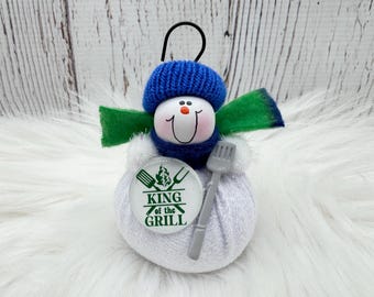 Grilling Ornament, Dad Grandpa Grilling Christmas Ornament, King of the Grill, Grilling Spatula, Griller Gift Idea, Personalized Grilling