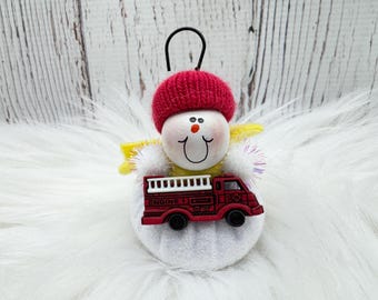 Firetruck Ornament, Firefighter Ornament, Loves Firetrucks Gift Idea, Future Firefighter Ornament, Fire Station Staff Gift, Toddler Ornament