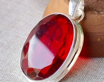 Garnet Pendant Necklace, 925 Sterling Silver January Birthstone Jewelry
