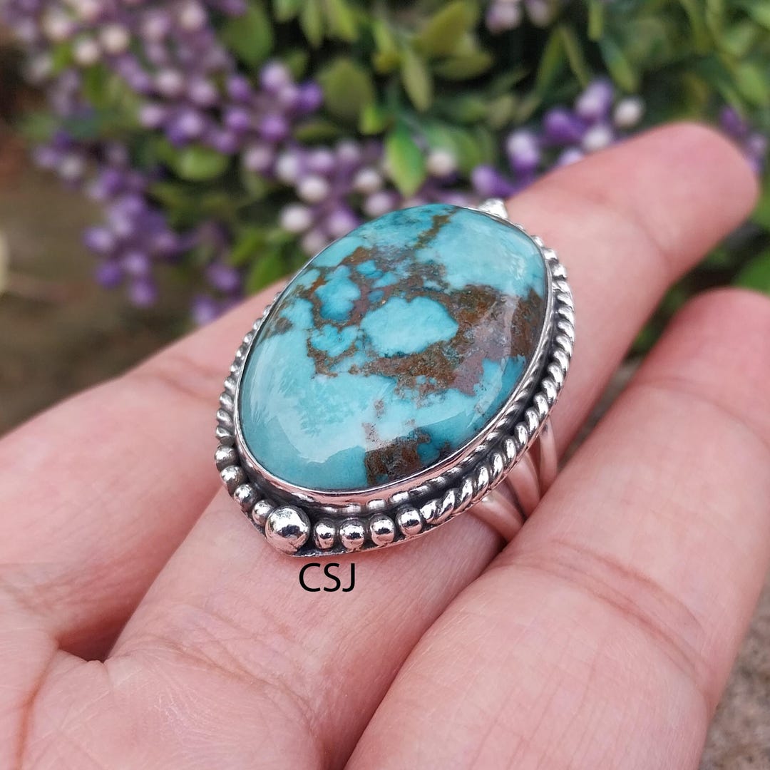 Tibetan Turquoise Ring: Sterling Silver Boho Statement Jewelry - Etsy