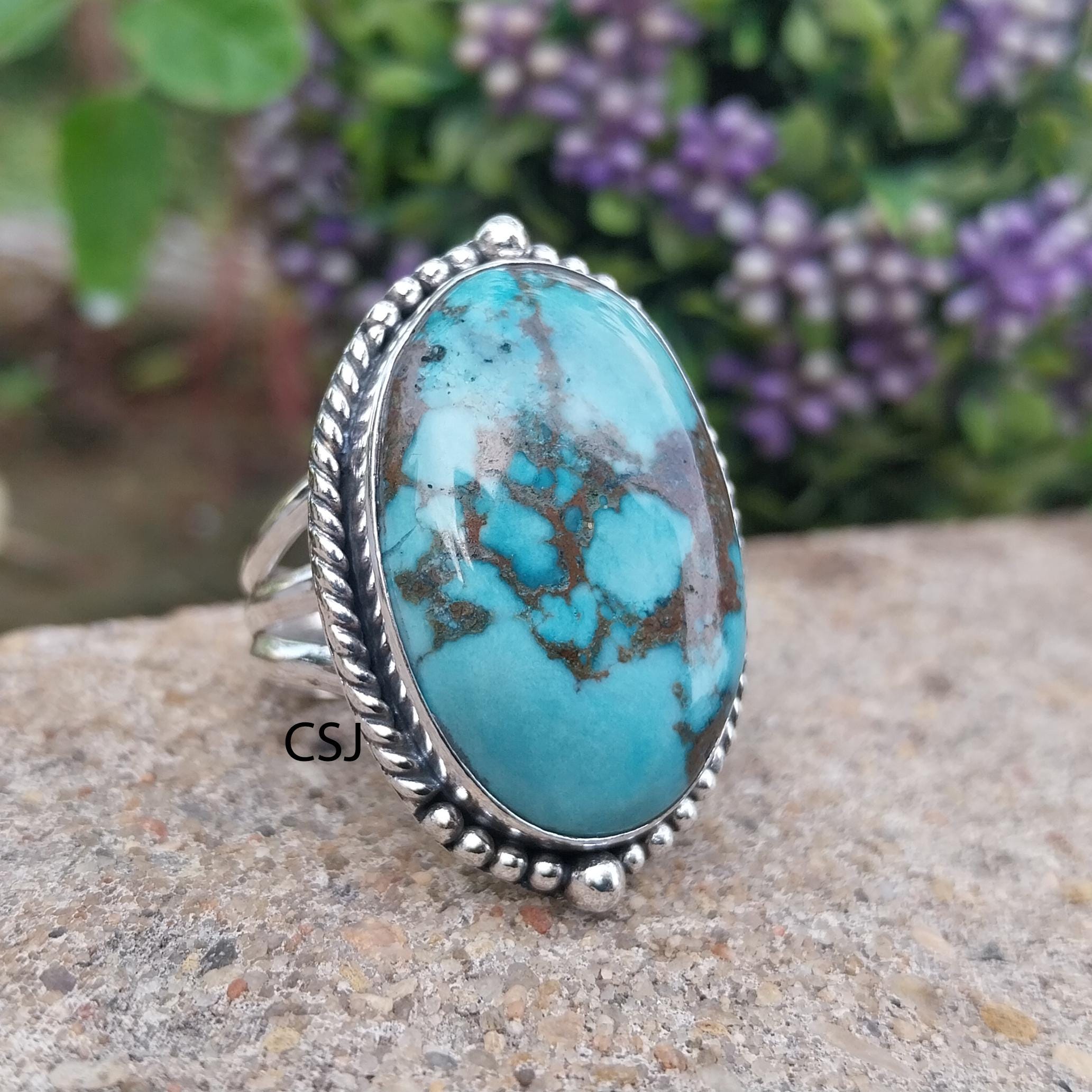 Tibetan Turquoise Ring: Sterling Silver Boho Statement Jewelry - Etsy