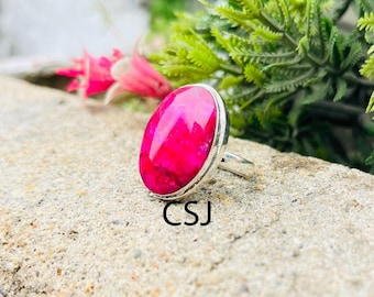 Handmade Pink Ruby Stone 925 Sterling Silver Ring Jewelry