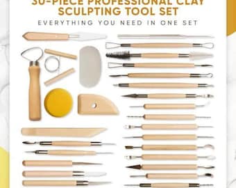 30-Piece Clay Sculpting Tool Kit – Wood & Steel Pottery Modeling Set