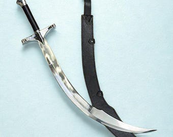 Handcrafted Scimitar Belly Dance Sword | Silver Blade | Wooden Handle | Shamshir Style with Sheath - Perfect Gift