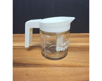 Separador de salsas vintage Gemco de vidrio de 8 oz para grasa y aceite, una taza, cocina retro, EE. UU.
