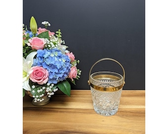 Cubitera de cristal tallado americano antiguo