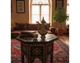 Vtg Brass Ewer Aftaba Surahi Dragon Red Eyes 6.5" India