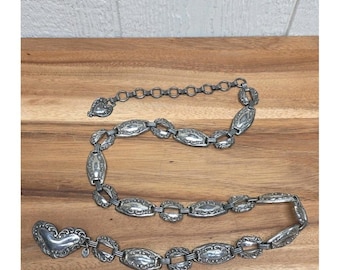 Ceinture concho argentée moyenne pour femme vintage