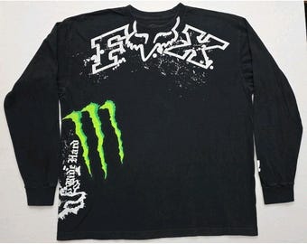 Vintage Fox Monster Energy Racing Ricky Carmichael 4 Supercross T-Shirt Mens XL