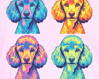 Pop Art French Poodle Comfort Colors T-Shirt, Retro Dog Lover Tee, Colorful Poodle Portrait Shirt, Artistic Dog Mom Gift