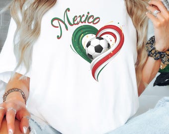 Mexico Soccer Heart Shirt, Country Pride Tee for Women, Soccer Fan Gift