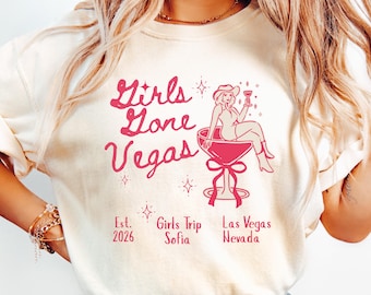 Personalized Girls Trip Vegas Shirt, Comfort Colors Cowgirl Tee