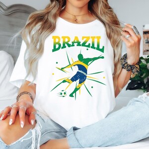 Brazil Soccer Player Silhouette Flag Design | Powerful Football Art | National Pride Sports Graphic image 4