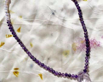 Amethyst Beaded Necklace | Amethyst and Opal Necklace | Purple Necklace | Crystal Beaded Necklace | Ametrine Pendant | February Birthstone