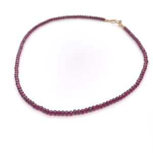 Garnet Beaded Necklace | Natural Gemstone Jewelry | Deep Red Crystal Necklace, January Birthstone Gift | Boho Minimalist Jewelry