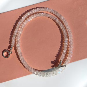 Beaded Moonstone Necklace | Dainty Gemstone Choker | June Birthstone |  Handmade Crystal Necklace | Moonstone Jewelry