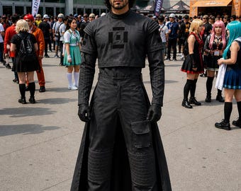 Mandalorian Dark Gray Flight Suit 4-Piece | Bounty Hunter Cosplay Set with Vest Custom Fit