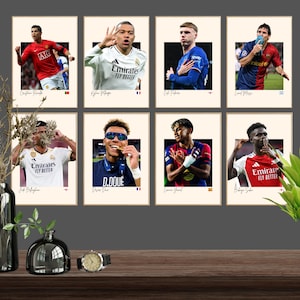 8 High-Quality Printable Football Poster Package. CR7, Messi, Yamal, and more!