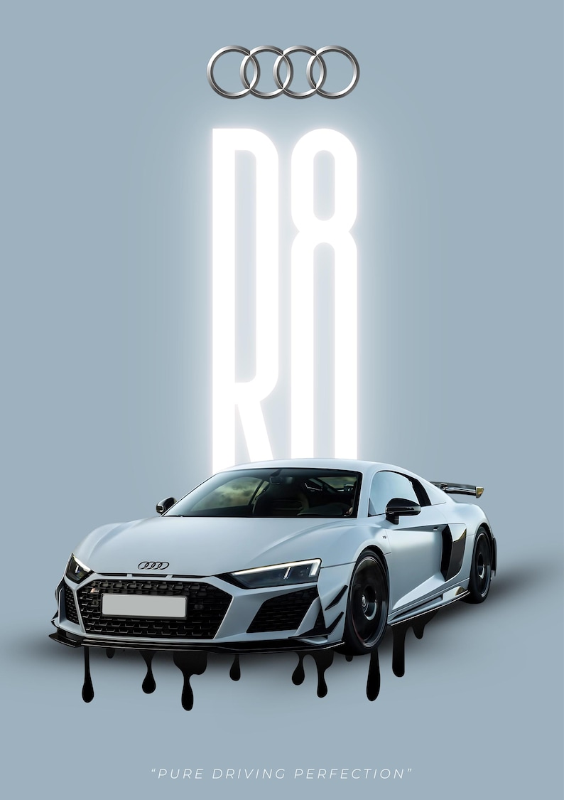 Audi R8 Lettering Audi R8 Poster – Printable Digital Supercar Wall Art - Etsy