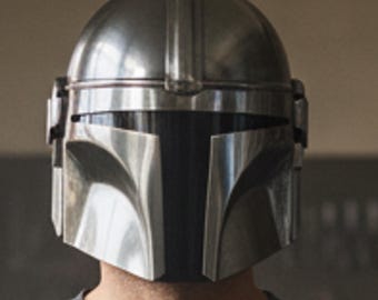 Mandalorian Helmet 18 Gauge Steel Medieval Costume Helmet With Liner and Chin Strap