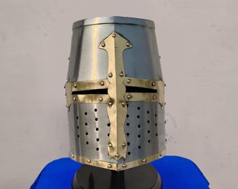 Templar Knight Helmet – 18 Gauge Steel Medieval Crusader Helm for LARP, Cosplay & Renaissance Faire