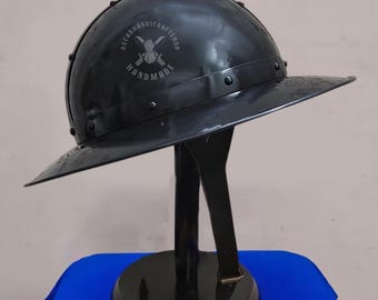 Medieval Kettle Helmet - 18 Gauge Mild Steel War Hat - Battle Ready Armor for LARP