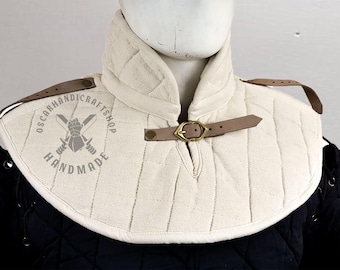 Medieval Padded Cotton Neck Collar: Off-White Gambeson Collar for Armor | Reenactment & Cosplay Costume