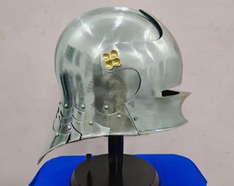 Casque sallet médiéval allemand : armure de combat de chevalier en acier de calibre 18
